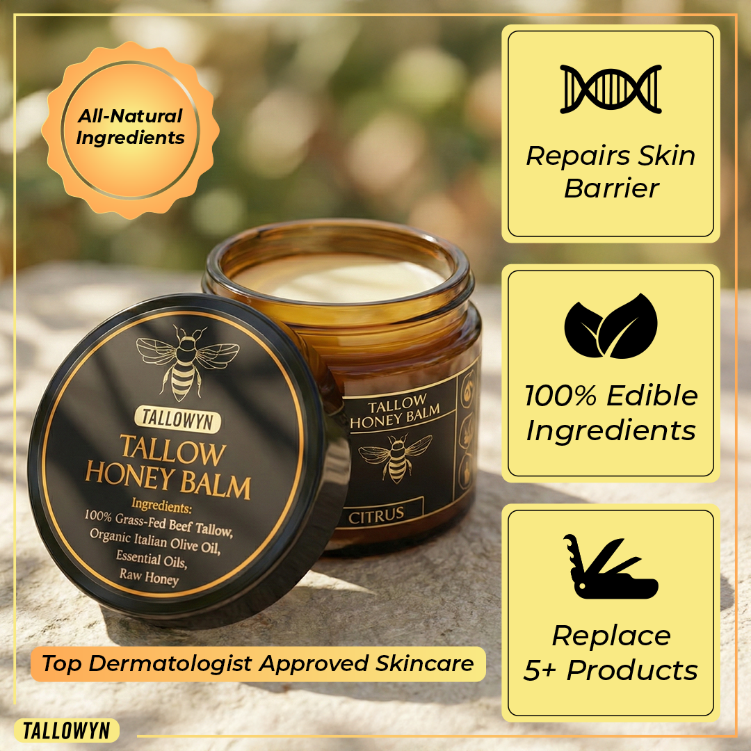 Organic Grass-Fed Beef Tallow Balm With Raw Honey