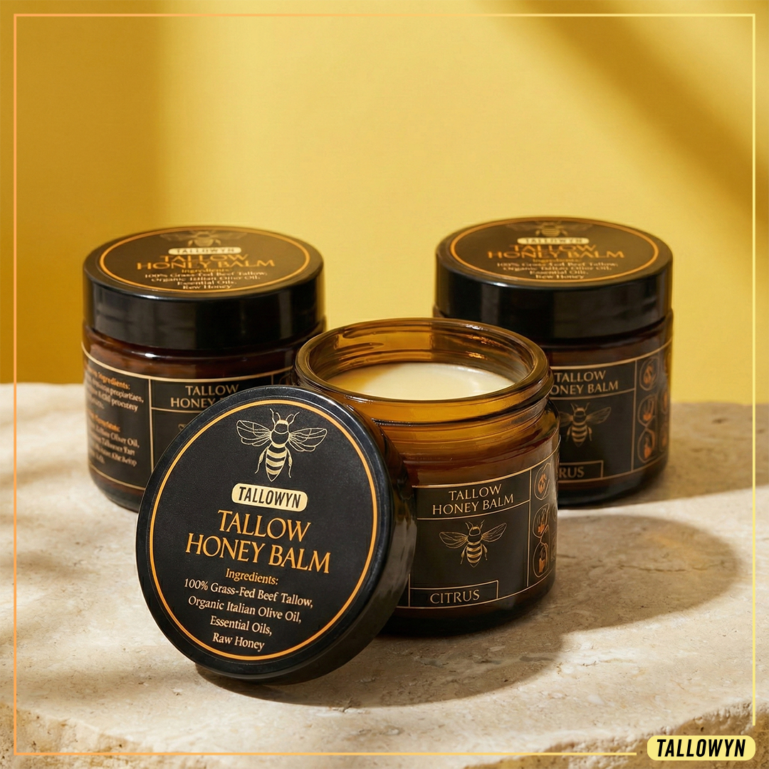 Organic Grass-Fed Beef Tallow Balm With Raw Honey