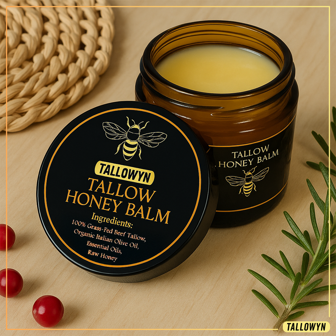 Organic Grass-Fed Beef Tallow Balm With Raw Honey