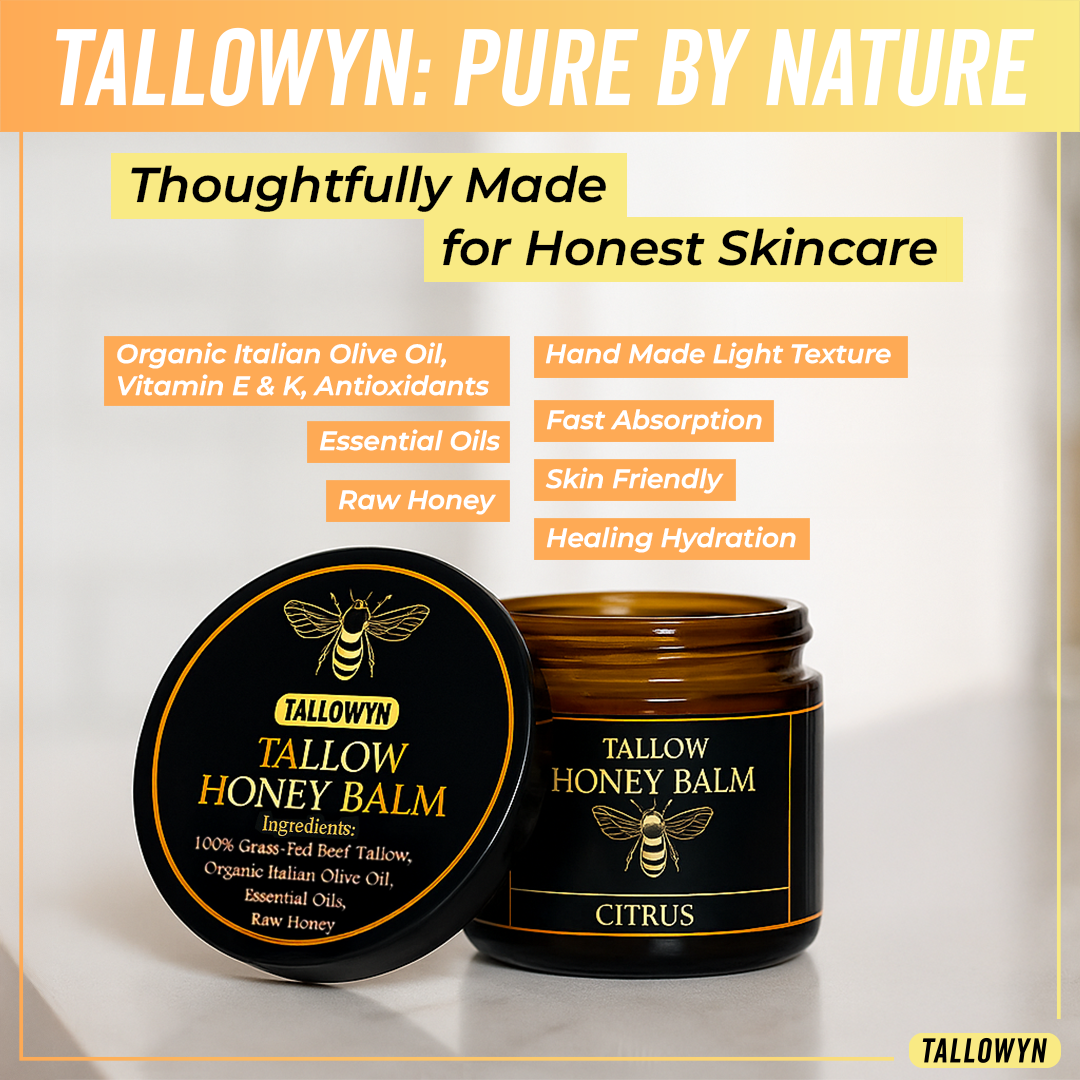 Organic Grass-Fed Beef Tallow Balm With Raw Honey